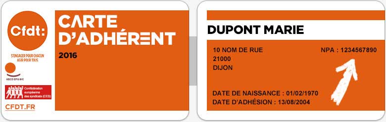 Carte d'adhérent