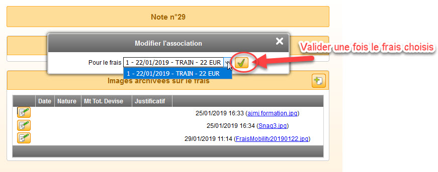 LIer le frais au justificatif