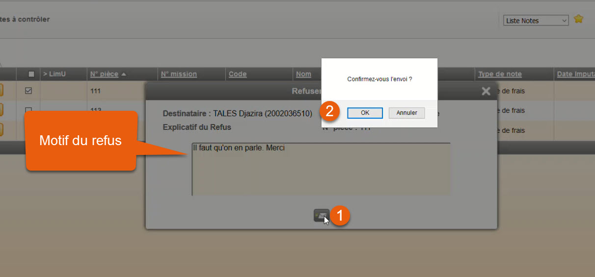 Motif du refus et confirmation