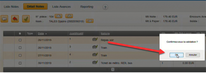 validation et la confirmation